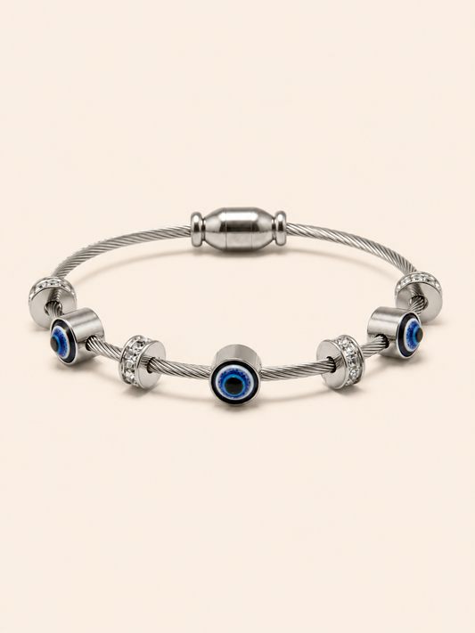 Elyra Silver Evil Eye Bracelet