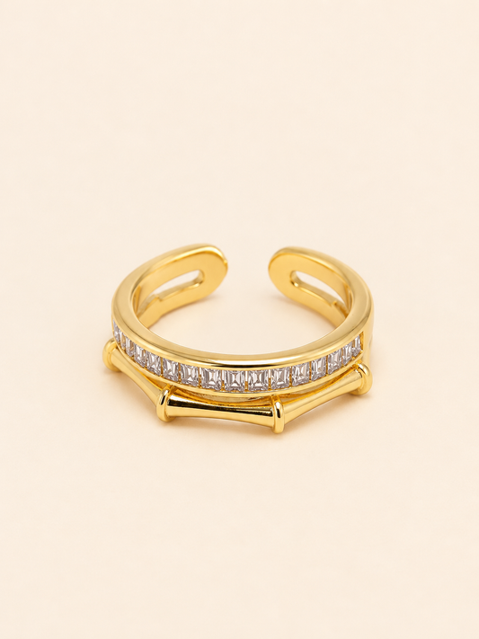 Gold Baguette Cuff Ring