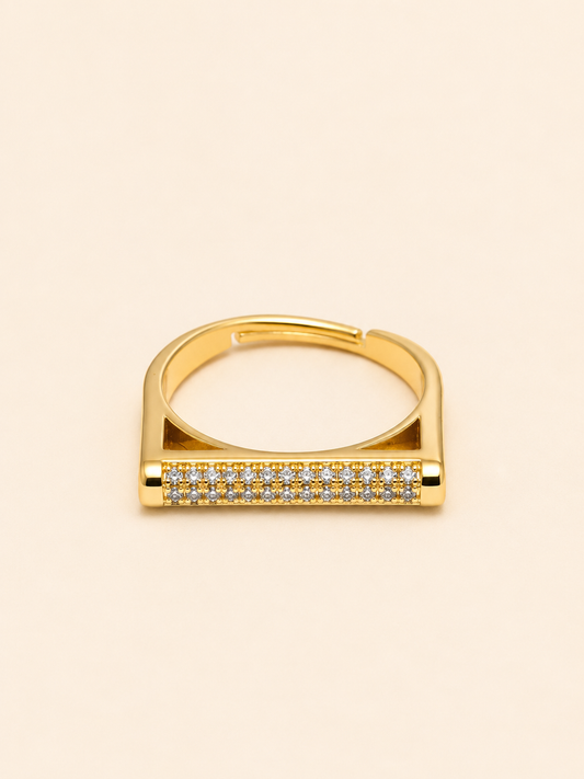 Geometric Gold Pavé Ring