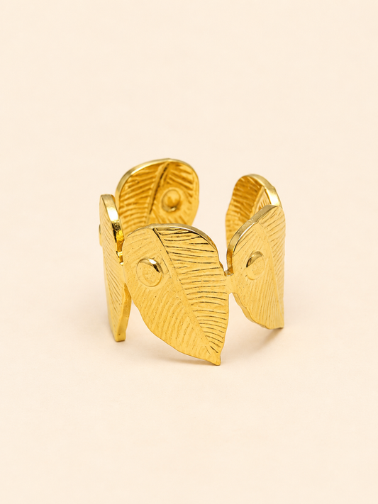 Textured Gold Leaf Cuff Ring