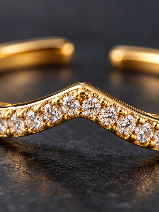 Elegant Wave Crystal Gold Ring
