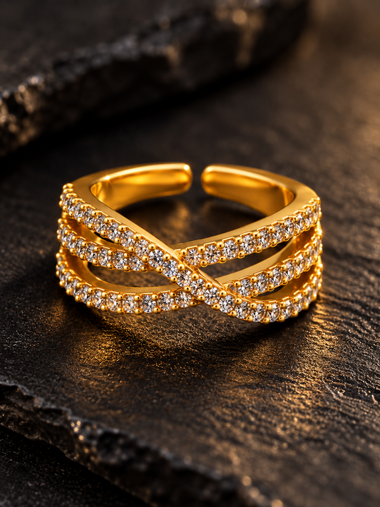 Diamond Crossover Ring