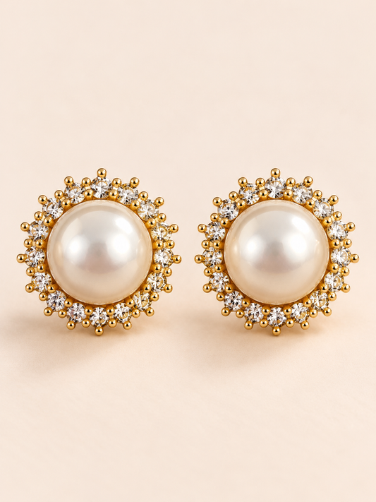 Pearl Halo Studs