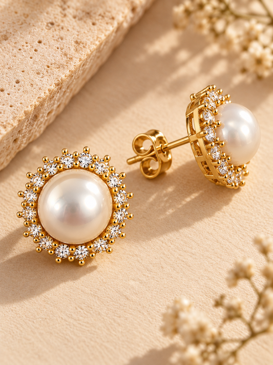 Pearl Halo Studs
